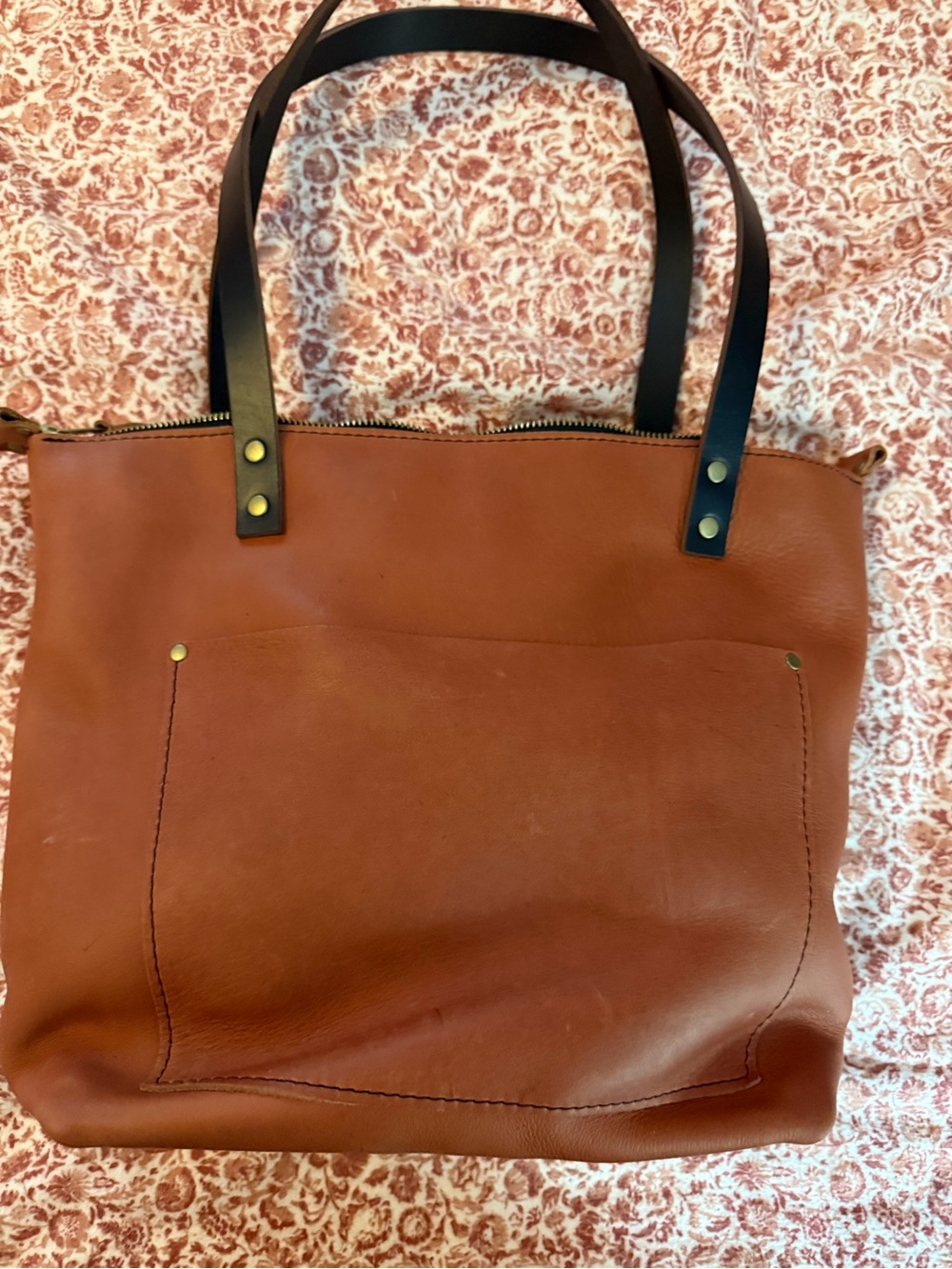 Portland Leather Medium Zipper Tote - clay or rust